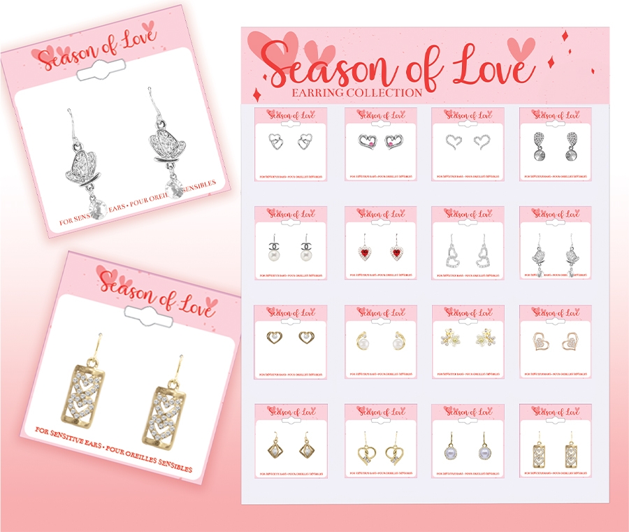 Our Cardboard Displays entices customers with a vivid and varied range of earrings, tack pins and necklaces.